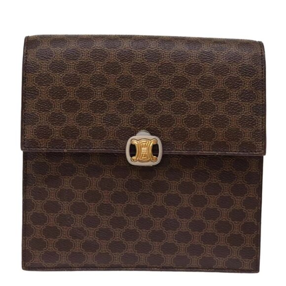 CELINE Macadam Canvas Shoulder Bag PVC Leather Brown Auth - Picture 2 of 16